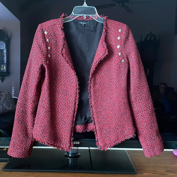 Monteau Red Blazer twist Jacket Size Medium - Picture 4 of 17